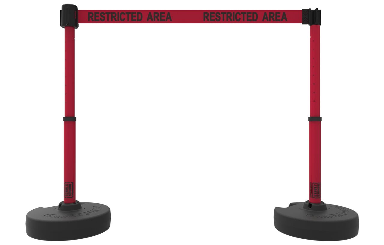 Banner Stakes Plus Barrier Set X2 With Red "Restricted Area" Banner